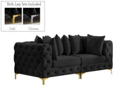 Tremblay Modular Sofa with Luxurious Velvet, Deep Button Tufting & Customizable Gold Chrome Legs
