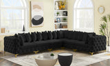 Tremblay Velvet Modular Sectional Sofa - Stylish Deep Button Tufting & Gold Chrome Legs Included