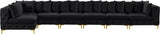 Tremblay Velvet Modular Sectional Sofa - Stylish Deep Button Tufting & Gold Chrome Legs Included