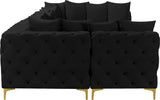 Tremblay Velvet Modular Sectional Sofa - Stylish Deep Button Tufting & Gold Chrome Legs Included