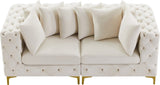 Tremblay Modular Sofa with Luxurious Velvet, Deep Button Tufting & Customizable Gold Chrome Legs