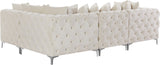 Tremblay Velvet Modular Sectional Sofa with Deep Button Tufting and Stylish Gold & Chrome Legs