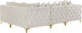 Tremblay Velvet Modular Sectional Sofa with Deep Button Tufting and Stylish Gold & Chrome Legs