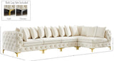 Tremblay Velvet Modular Sectional Sofa with Deep Button Tufting and Stylish Gold & Chrome Legs
