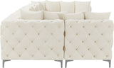 Tremblay Velvet Modular Sectional Sofa with Deep Button Tufting and Stylish Gold & Chrome Legs