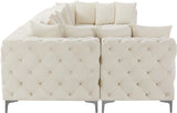 Tremblay Velvet Modular Sectional Sofa with Deep Button Tufting and Stylish Gold & Chrome Legs