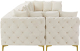Tremblay Velvet Modular Sectional Sofa with Deep Button Tufting and Stylish Gold & Chrome Legs