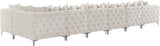 Tremblay Velvet Modular Sectional Sofa with Deep Button Tufting and Stylish Gold & Chrome Legs