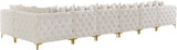 Tremblay Velvet Modular Sectional Sofa with Deep Button Tufting and Stylish Gold & Chrome Legs