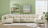 Tremblay Velvet Modular Sectional Sofa with Deep Button Tufting and Stylish Gold & Chrome Legs