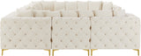 Tremblay Velvet Modular Sectional Sofa with Deep Button Tufting and Stylish Gold & Chrome Legs