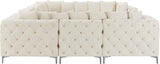 Tremblay Velvet Modular Sectional Sofa with Deep Button Tufting and Stylish Gold & Chrome Legs