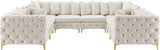 Tremblay Velvet Modular Sectional Sofa with Deep Button Tufting and Stylish Gold & Chrome Legs