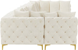 Tremblay Velvet Modular Sectional Sofa with Deep Button Tufting and Stylish Gold & Chrome Legs