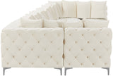 Tremblay Velvet Modular Sectional Sofa with Deep Button Tufting and Stylish Gold & Chrome Legs