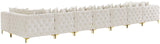 Tremblay Velvet Modular Sectional Sofa with Deep Button Tufting and Stylish Gold & Chrome Legs