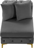 Tremblay Contemporary Armless Chair with Deep Button Tufting and Stylish Modular Gold & Chrome Legs