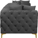 Tremblay Modular Sofa with Luxurious Velvet, Deep Button Tufting & Customizable Gold Chrome Legs