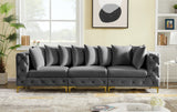 Tremblay Modular Sofa with Luxurious Velvet, Deep Button Tufting & Customizable Gold Chrome Legs