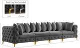 Tremblay Modular Sofa with Luxurious Velvet, Deep Button Tufting & Customizable Gold Chrome Legs