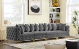 Tremblay Modular Sofa with Luxurious Velvet, Deep Button Tufting & Customizable Gold Chrome Legs