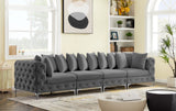 Tremblay Modular Sofa with Luxurious Velvet, Deep Button Tufting & Customizable Gold Chrome Legs