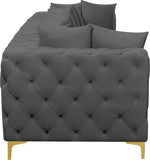 Tremblay Modular Sofa with Luxurious Velvet, Deep Button Tufting & Customizable Gold Chrome Legs