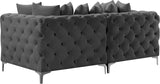Tremblay Modular Sofa with Luxurious Velvet, Deep Button Tufting & Customizable Gold Chrome Legs
