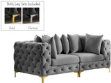 Tremblay Modular Sofa with Luxurious Velvet, Deep Button Tufting & Customizable Gold Chrome Legs