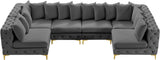 Tremblay Velvet Sectional Sofa - Luxurious Comfort with Modular Design & Gold Chrome Legs for Modern Homes