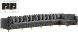 Tremblay Velvet Sectional Sofa - Luxurious Comfort with Modular Design & Gold Chrome Legs for Modern Homes