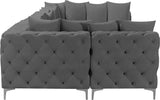 Tremblay Velvet Sectional Sofa - Luxurious Comfort with Modular Design & Gold Chrome Legs for Modern Homes