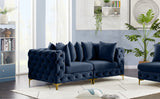 Tremblay Modular Sofa with Luxurious Velvet, Deep Button Tufting & Customizable Gold Chrome Legs