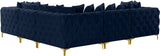 Tremblay Velvet Modular Sectional Sofa with Deep Tufting & Gold Chrome Legs for Modern Living Spaces