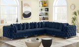 Tremblay Velvet Modular Sectional Sofa with Deep Tufting & Gold Chrome Legs for Modern Living Spaces