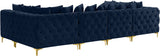 Tremblay Velvet Modular Sectional Sofa with Deep Tufting & Gold Chrome Legs for Modern Living Spaces