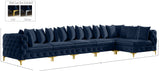 Tremblay Velvet Modular Sectional Sofa with Deep Tufting & Gold Chrome Legs for Modern Living Spaces