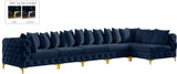 Tremblay Velvet Modular Sectional Sofa with Deep Tufting & Gold Chrome Legs for Modern Living Spaces