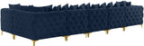 Tremblay Velvet Modular Sectional Sofa with Deep Tufting & Gold Chrome Legs for Modern Living Spaces