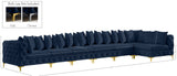 Tremblay Velvet Modular Sectional Sofa with Deep Tufting & Gold Chrome Legs for Modern Living Spaces