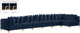 Tremblay Velvet Modular Sectional Sofa with Deep Tufting & Gold Chrome Legs for Modern Living Spaces