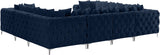Tremblay Velvet Modular Sectional Sofa with Deep Tufting & Gold Chrome Legs for Modern Living Spaces