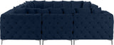 Tremblay Velvet Modular Sectional Sofa with Deep Tufting & Gold Chrome Legs for Modern Living Spaces