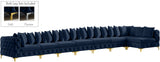 Tremblay Velvet Modular Sectional Sofa with Deep Tufting & Gold Chrome Legs for Modern Living Spaces