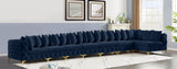 Tremblay Velvet Modular Sectional Sofa with Deep Tufting & Gold Chrome Legs for Modern Living Spaces