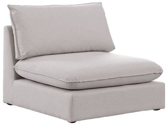 Mackenzie Contemporary Armless Chair with Elegant Linen Fabric, Modular Design for Versatile Spaces