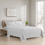 Winter Flannel Cotton Sheet Set, Ski, Light Grey