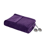 Heated Microlight Plush Electric Bedding Blanket, Purple