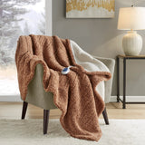 Marbled Sherpa Heated Throw, Brown