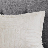 3-Piece Faux Faur Checkbord Comforter Set, Ivory